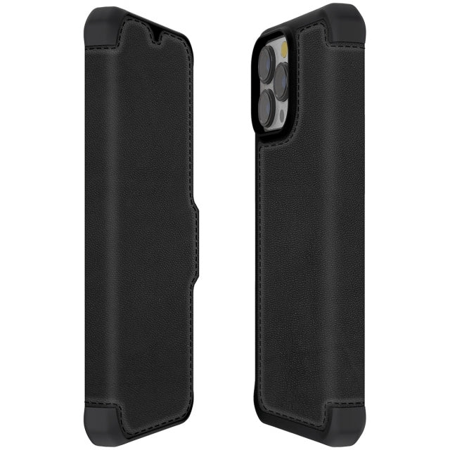 ITSKINS iPhone 13 Pro Level 2 HybridFolio Leather Pure Black - Image 3