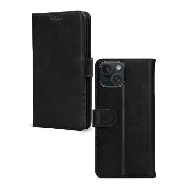 Mobilize Leather Wallet Apple iPhone 15 Plus Black