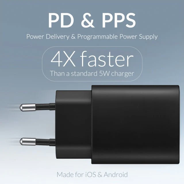 Mobilize Wall Charger USB-C + USB-A 25W with PD/PPS Black - Image 3