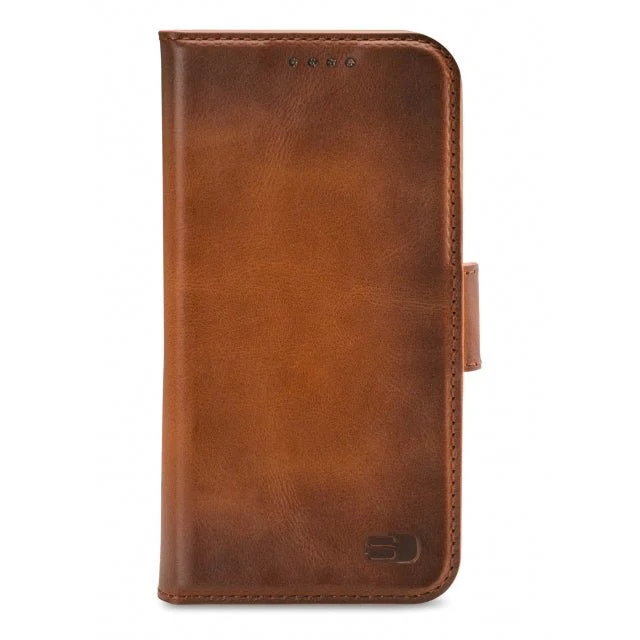 Senza Desire Leather Wallet Apple iPhone 13 Mini Burned Cogn