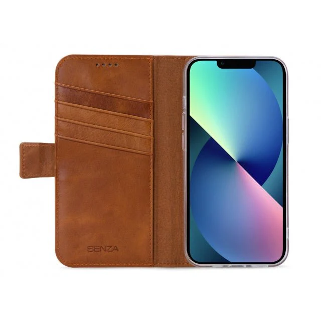 Senza Desire Leather Wallet Apple iPhone 13 Mini Burned Cogn - Image 2
