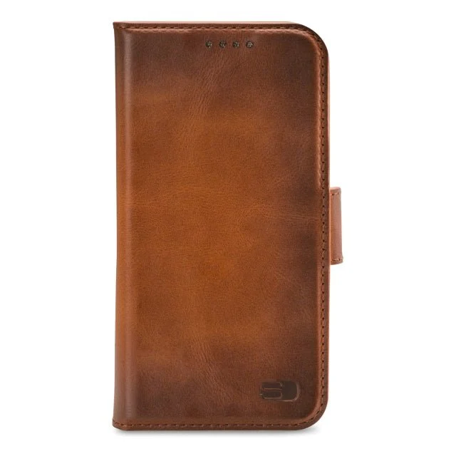 Senza Desire Leather Wallet iPhone 14 Burned Cognac